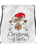 Christmas is Here Drawstring bag