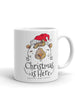 Christmas is Here White glossy mug